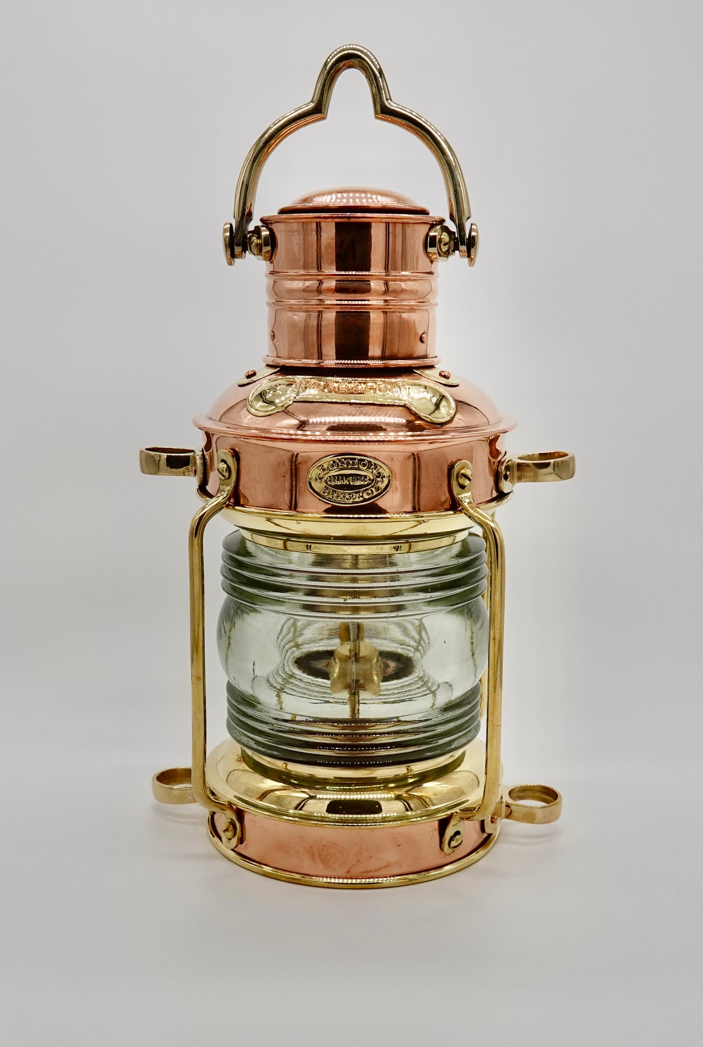 SUBSTANTIAL COPPER, BRASS AND NAUTICAL GLASS LANTERN