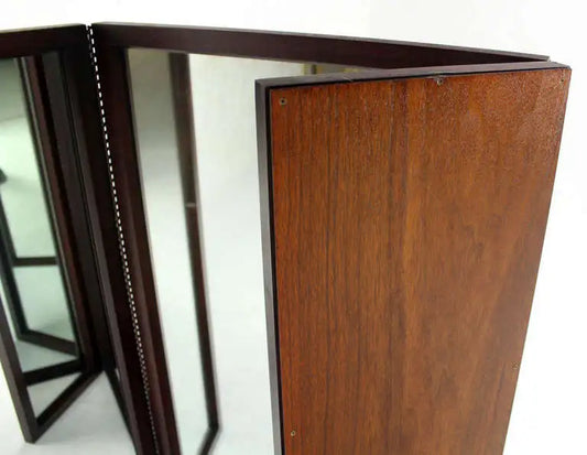 SOLID BLACK WANLUT 3 WAY CLOSING MIRROR.