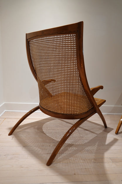 DAN JOHNSON PAIR OF TEAK AND CANE 'GAZELLE' CHAIRS BY LA SCALA LUXURY 1950'S