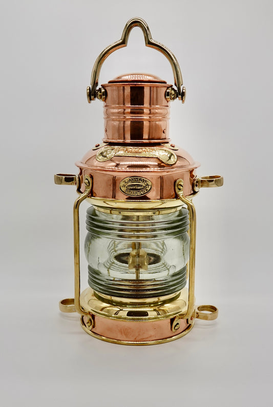 SUBSTANTIAL COPPER, BRASS AND NAUTICAL GLASS LANTERN