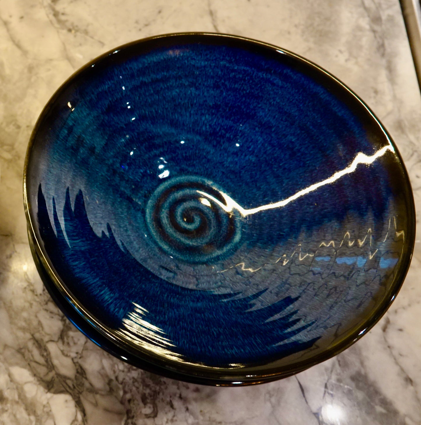 MEDITERRANEAN BLUE SWIRL BOWL 9"