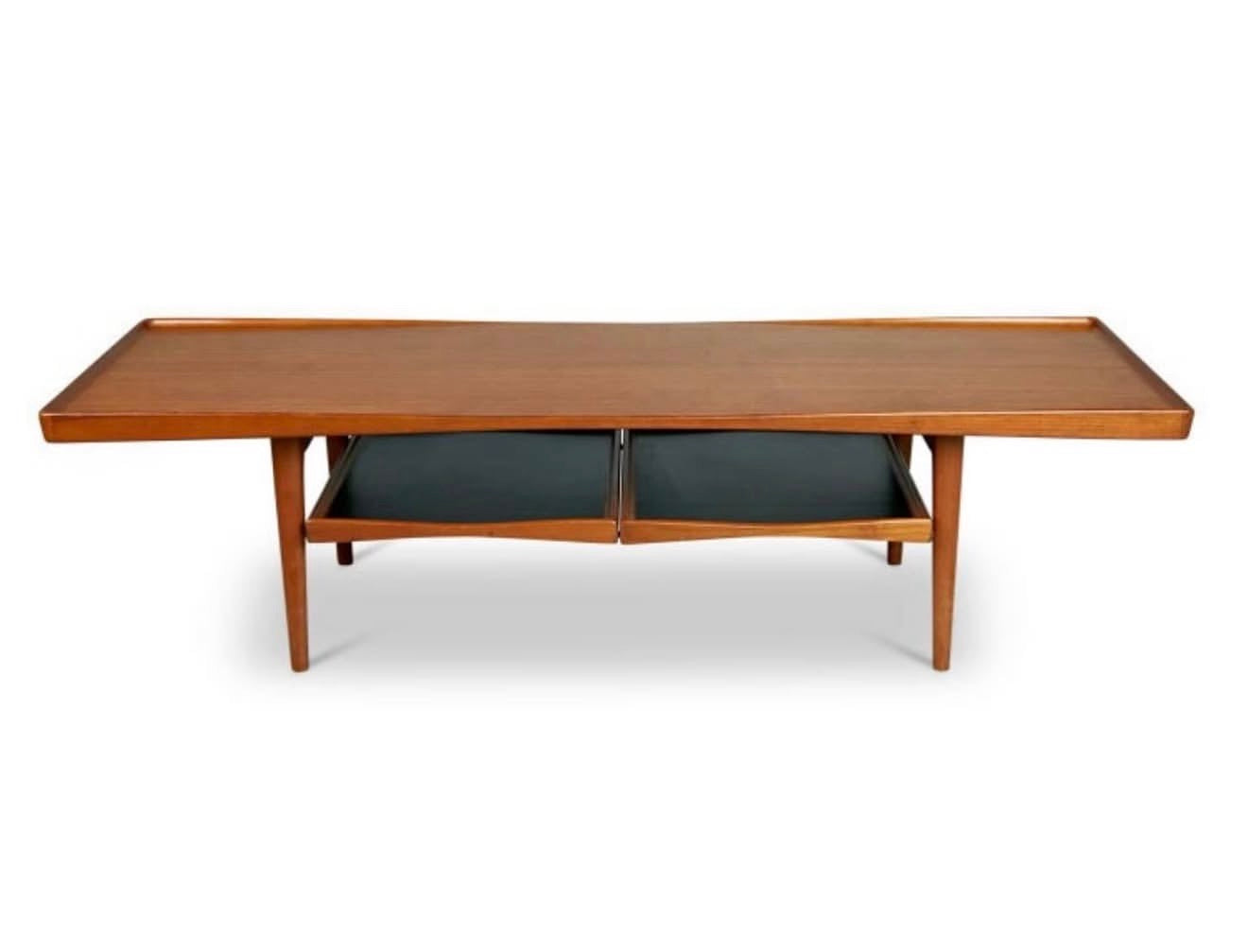 POUL JENSEN MID CENTURY TEAK COFFEE TABLE WITH TRAYS