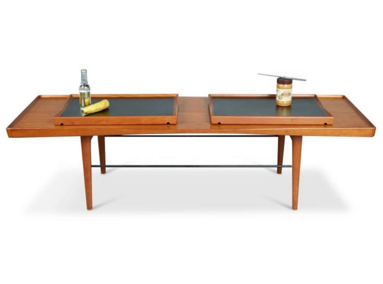 POUL JENSEN MID CENTURY TEAK COFFEE TABLE WITH TRAYS
