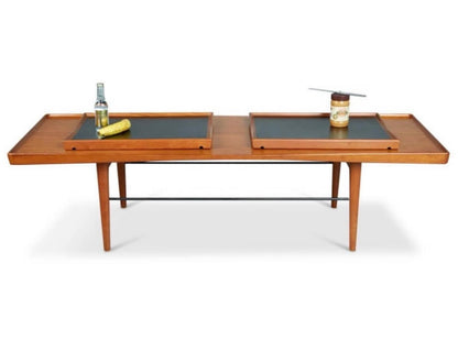 POUL JENSEN MID CENTURY TEAK COFFEE TABLE WITH TRAYS