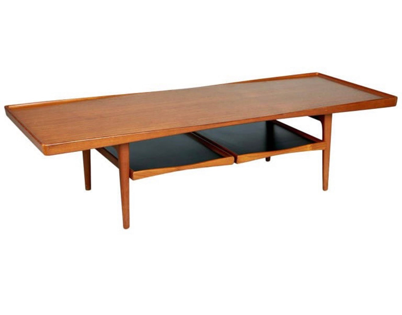POUL JENSEN MID CENTURY TEAK COFFEE TABLE WITH TRAYS