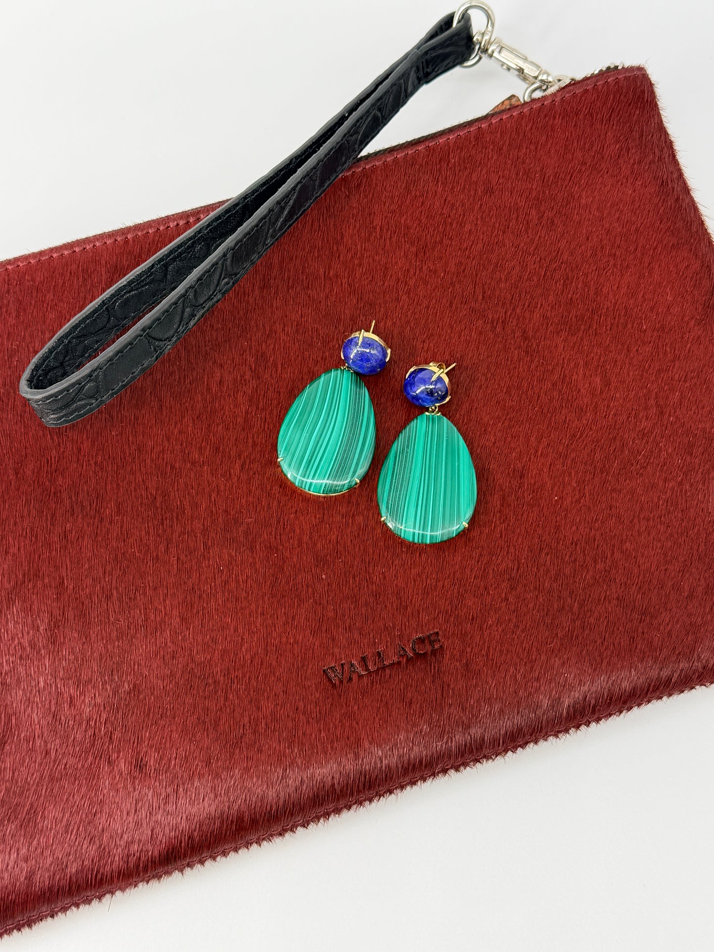 SOLID MALACHITE AND LAPIS LAZULI EARRINGS