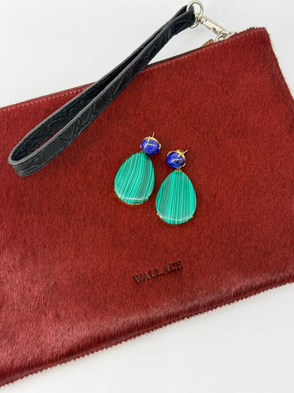 SOLID MALACHITE AND LAPIS LAZULI EARRINGS