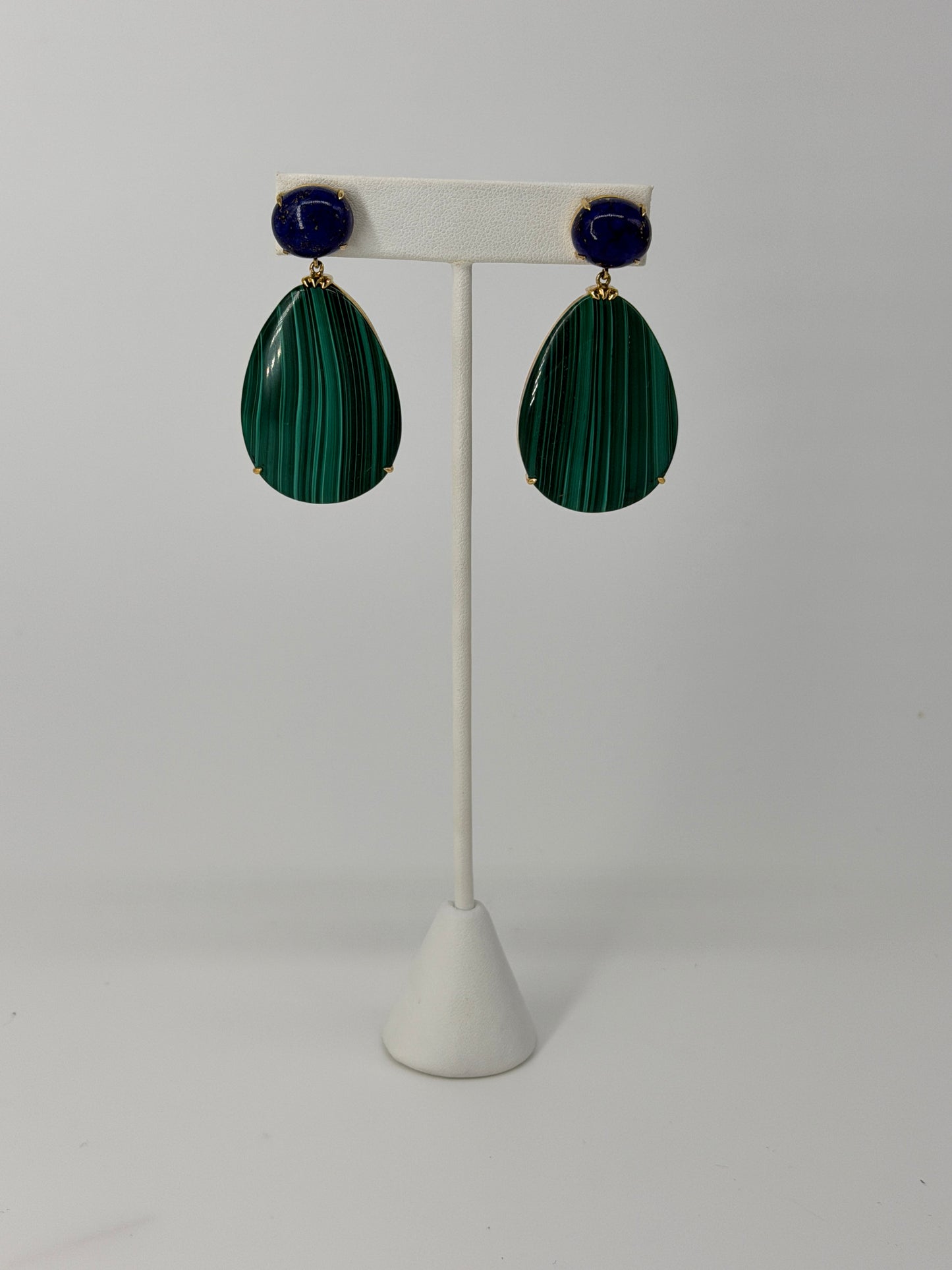 SOLID MALACHITE AND LAPIS LAZULI EARRINGS