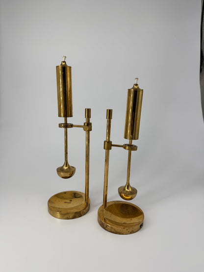PAIR OF BRASS OIL LAMPS BY ILSE D. AMMONSEN