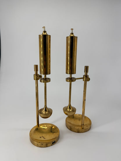 PAIR OF BRASS OIL LAMPS BY ILSE D. AMMONSEN