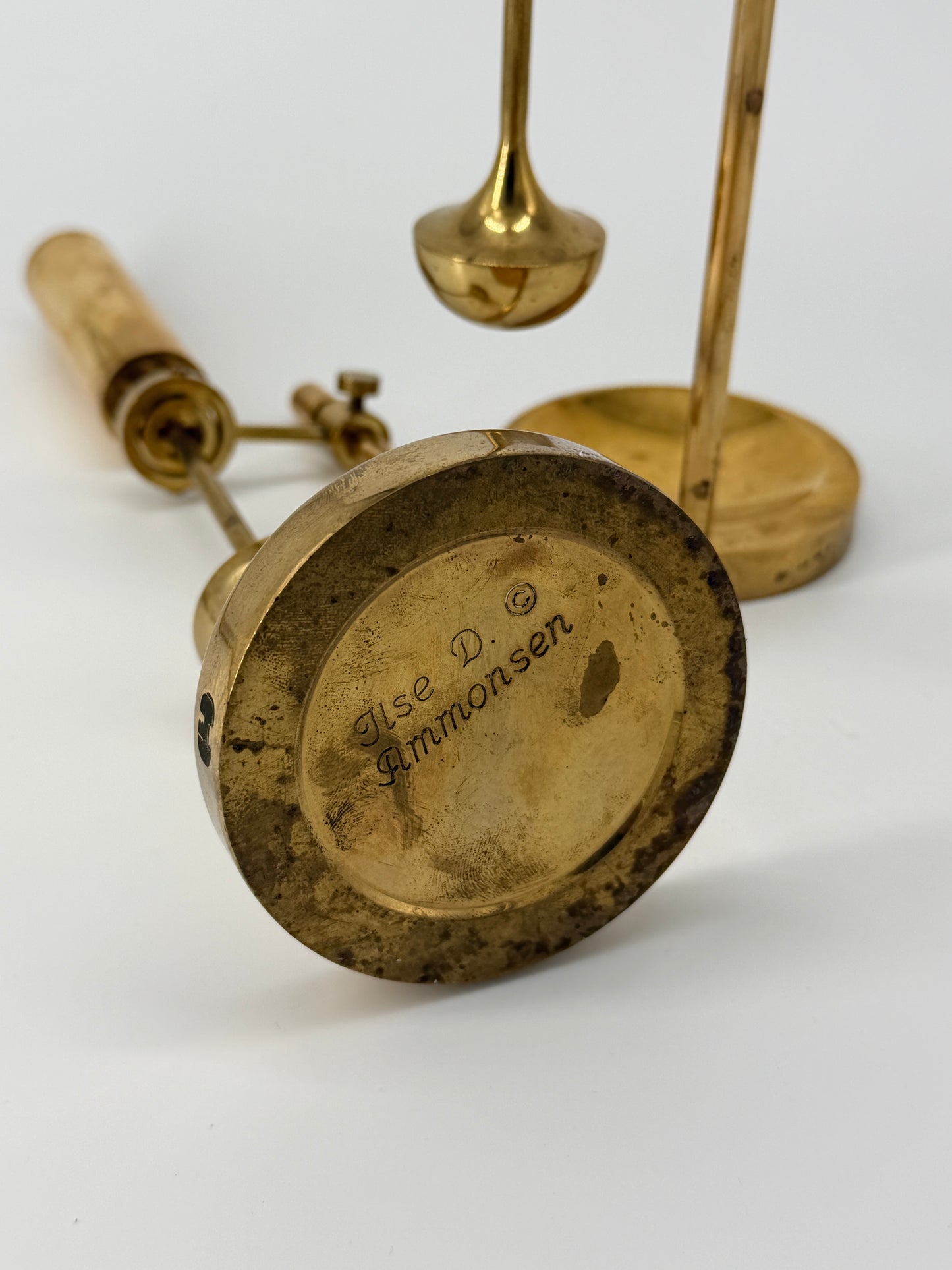 PAIR OF BRASS OIL LAMPS BY ILSE D. AMMONSEN