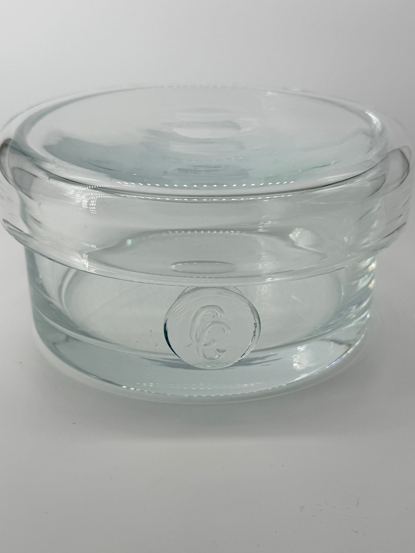 HEAVY HAND BLOWN CG CRISTAL CONTAINER WITH LID