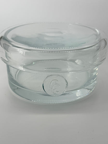 HEAVY HAND BLOWN CG CRISTAL CONTAINER WITH LID