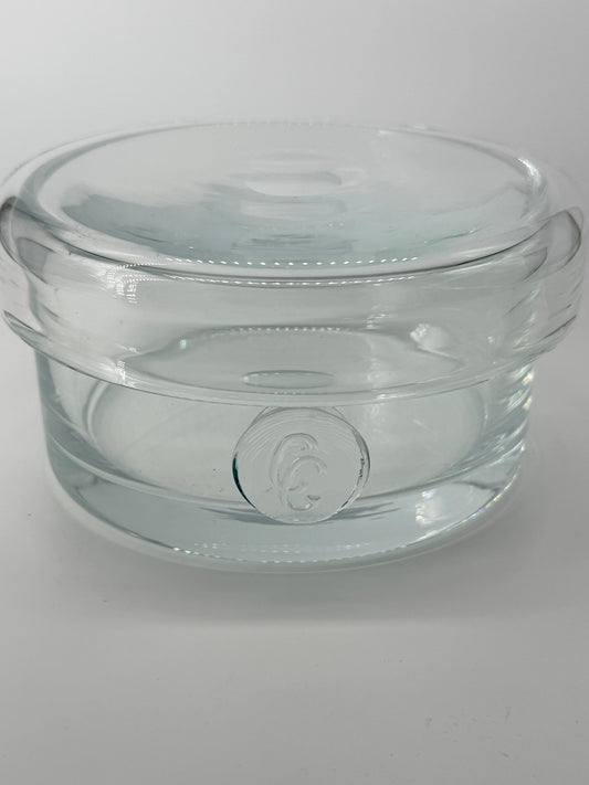 HEAVY HAND BLOWN CG CRISTAL CONTAINER WITH LID