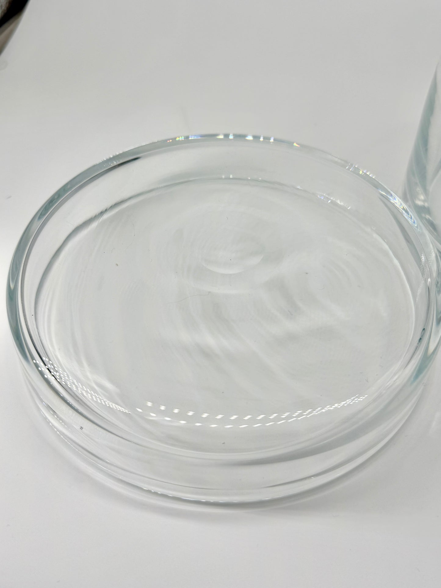 HEAVY HAND BLOWN CG CRISTAL CONTAINER WITH LID
