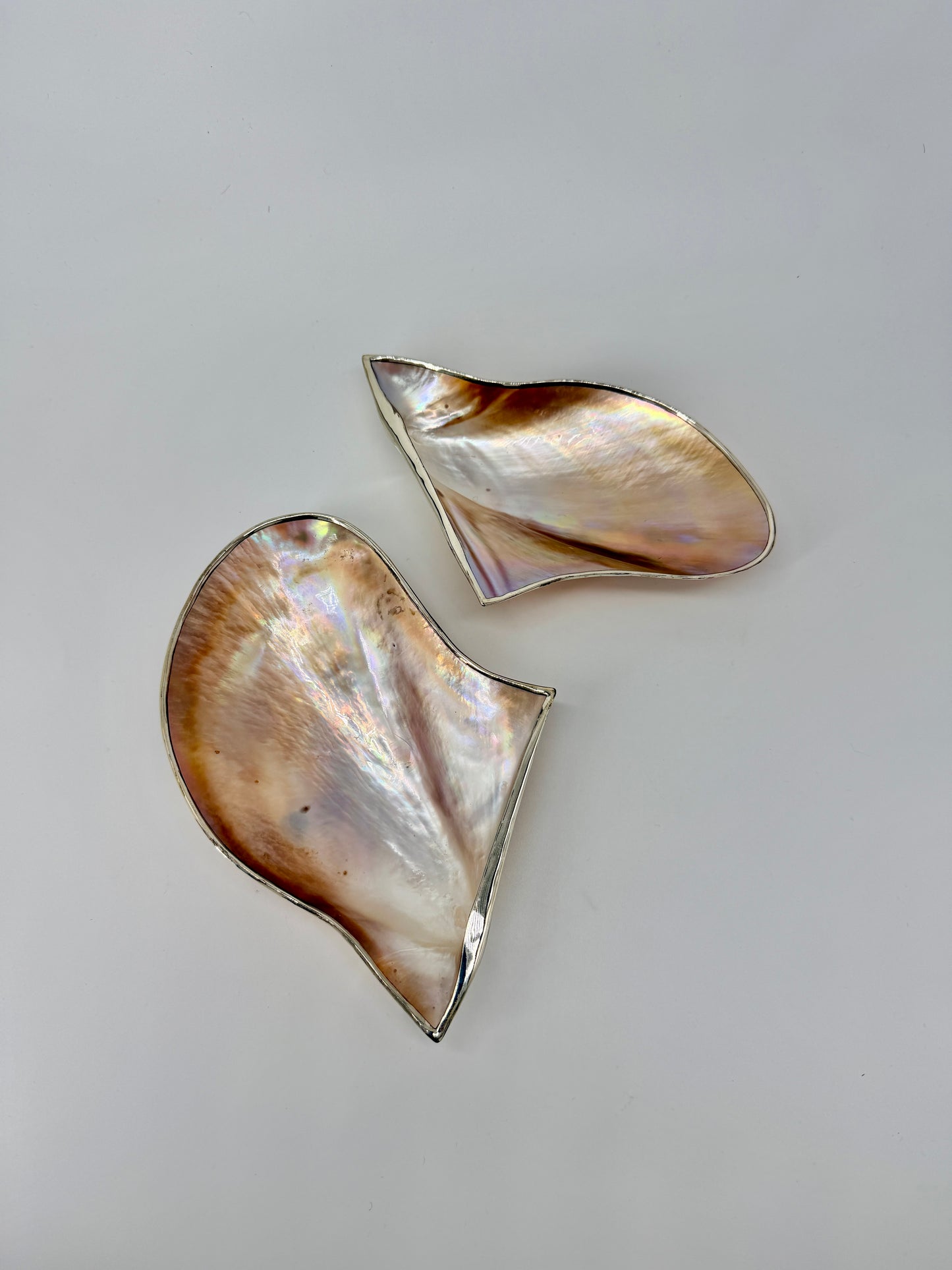 1950'S MOTHER OF PEARL AND SILVER CAVIAR SERVER PAIR