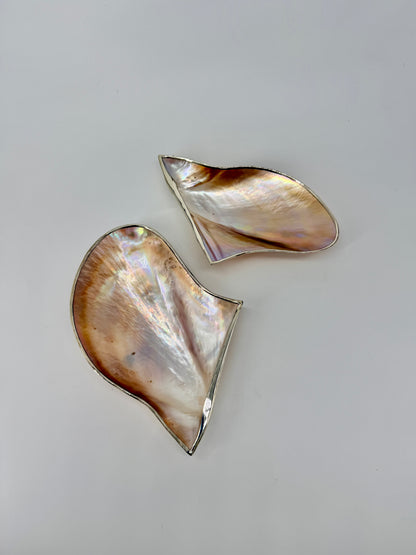 1950'S MOTHER OF PEARL AND SILVER CAVIAR SERVER PAIR