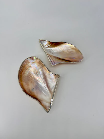 1950'S MOTHER OF PEARL AND SILVER CAVIAR SERVER PAIR