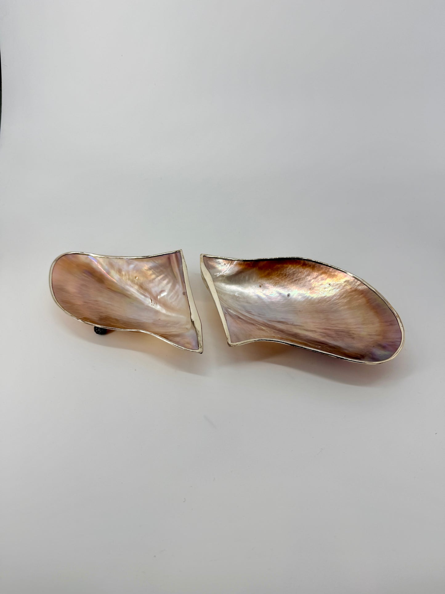 1950'S MOTHER OF PEARL AND SILVER CAVIAR SERVER PAIR