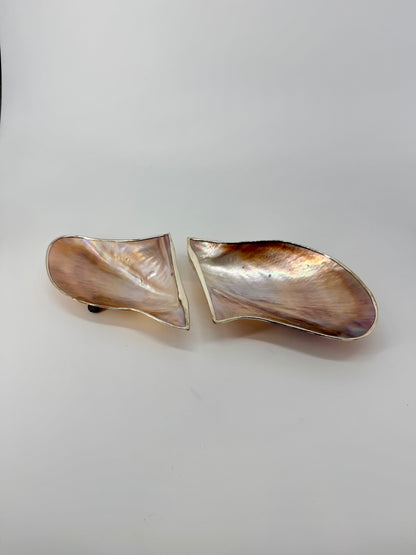 1950'S MOTHER OF PEARL AND SILVER CAVIAR SERVER PAIR