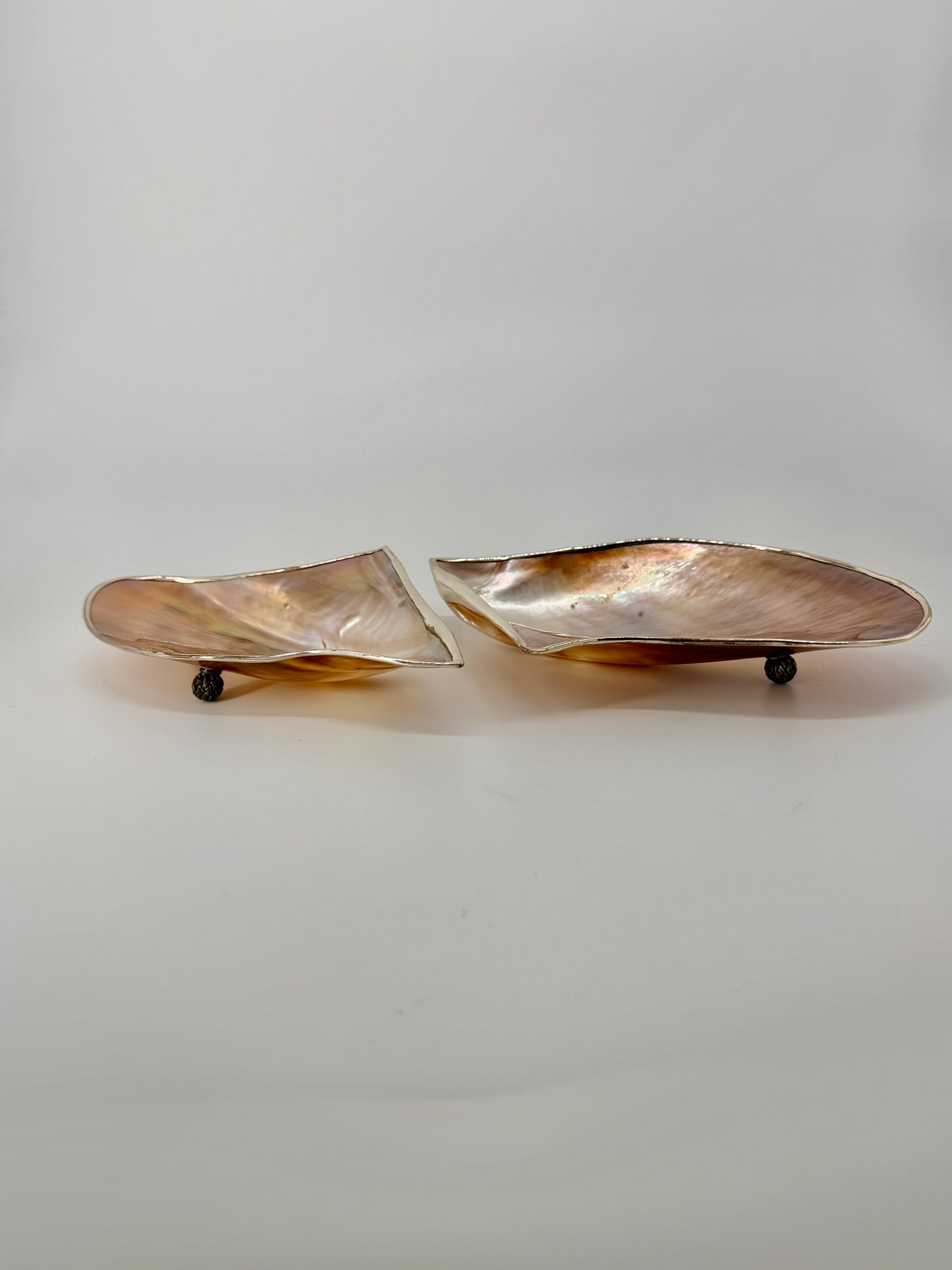 1950'S MOTHER OF PEARL AND SILVER CAVIAR SERVER PAIR