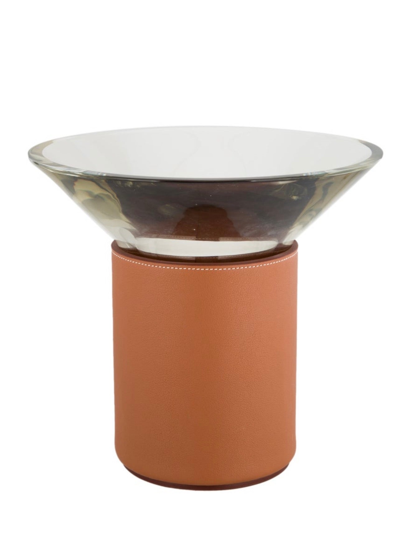 HERMES DELTA VASE OF MURANO GLASS WITH TAURILLION LEATHER
