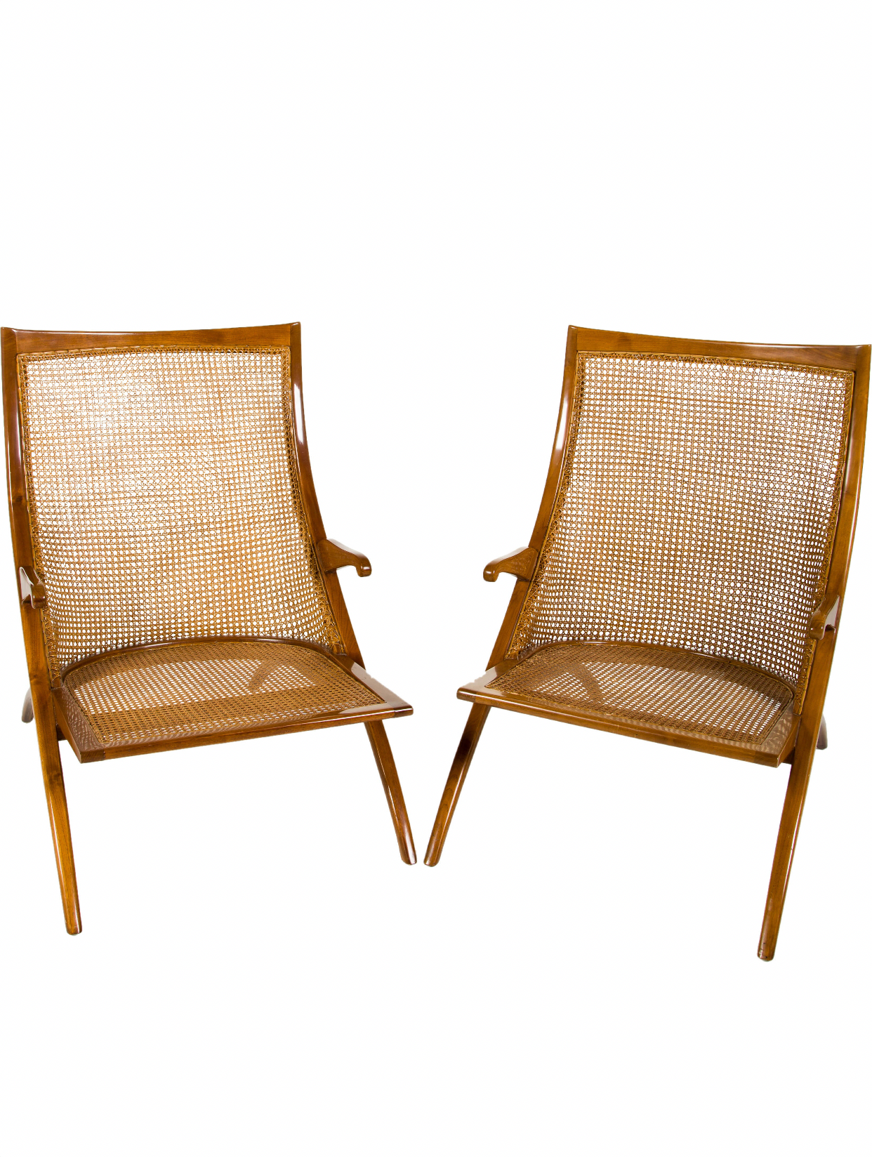 DAN JOHNSON PAIR OF TEAK AND CANE 'GAZELLE' CHAIRS BY LA SCALA LUXURY 1950'S