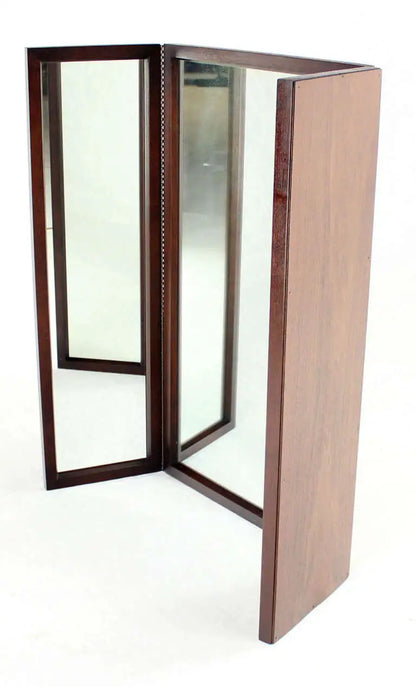 SOLID BLACK WANLUT 3 WAY CLOSING MIRROR.