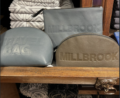 PEBBLE LEATHER SLOGAN OR PLAIN DOPP KIT BY KOFF