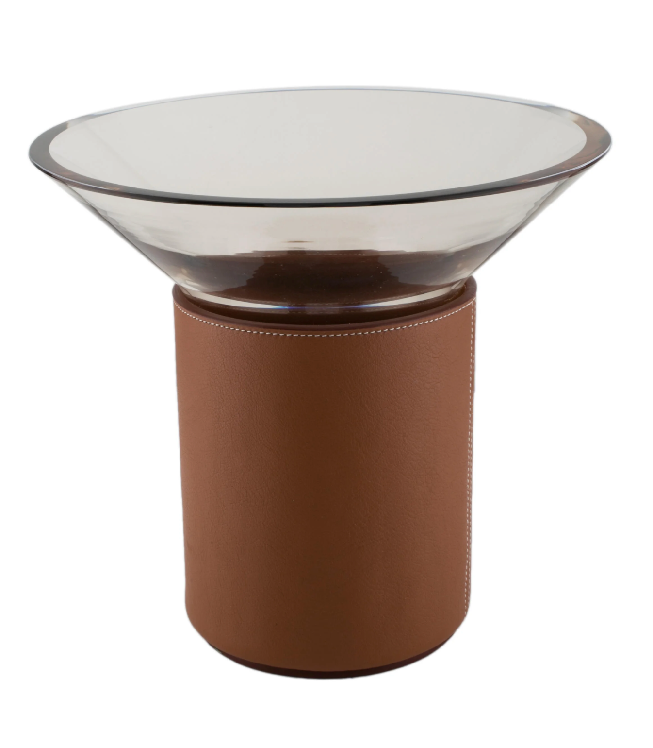 HERMES DELTA VASE OF MURANO GLASS WITH TAURILLION LEATHER