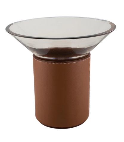 HERMES DELTA VASE OF MURANO GLASS WITH TAURILLION LEATHER