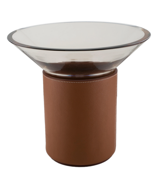 HERMES DELTA VASE OF MURANO GLASS WITH TAURILLION LEATHER